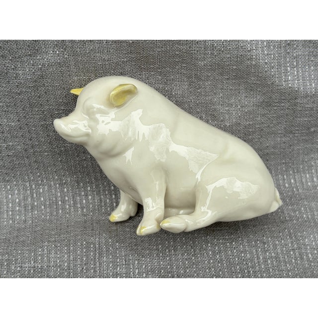 Ivory Vintage Irish Belleek Porcelain Pig For Sale - Image 8 of 13