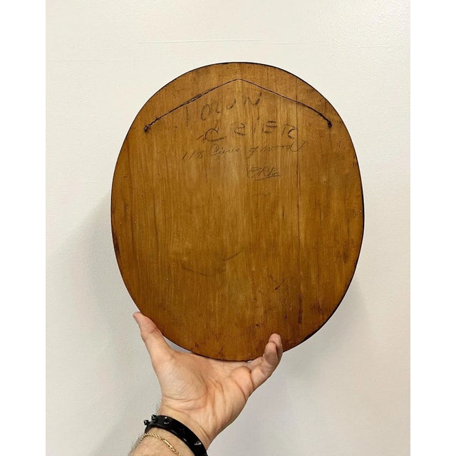 Rustic Vintage 1960s Town Crier Intarsia Wood Art For Sale - Image 3 of 8