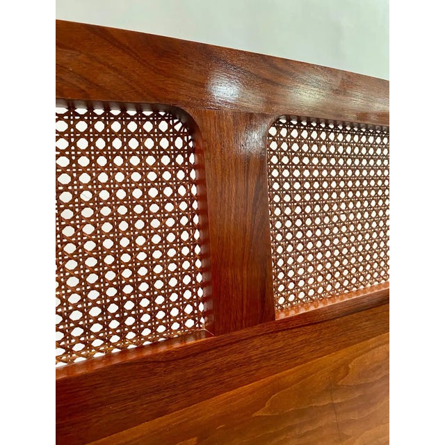 Mid-Century Modern Teak and Cane Design King Size Headboard For Sale - Image 10 of 13