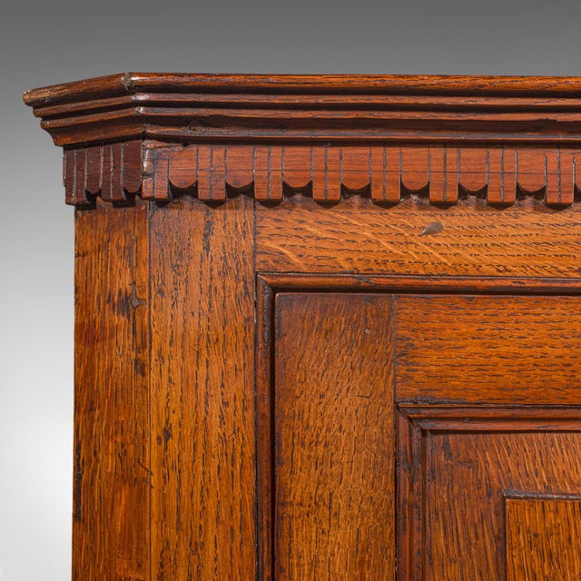 Brown Small Antique Corner Cabinet, English, Golden Oak, Hanging Cupboard, Georgian For Sale - Image 8 of 10