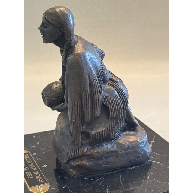 Bronze Brodie 1992 Bronze Water Spirit Woman on Marble Base Sculpture For Sale - Image 8 of 9
