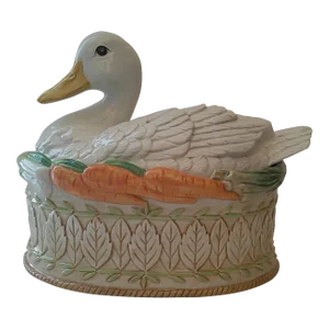 Early 21st Century Fitz & Floyd Classics Le Canard Figural Duck Vegetable Server