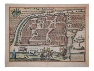 Moscow /Moscovia Antique Map, Civitates Orbis Terrarum by Braun and Hogenberg 1572-1617