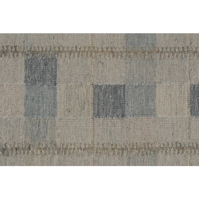 Rug & Kilim’s Scandinavian-Inspired Kilim in Blue-Gray Geometric Patterns For Sale In New York - Image 6 of 10