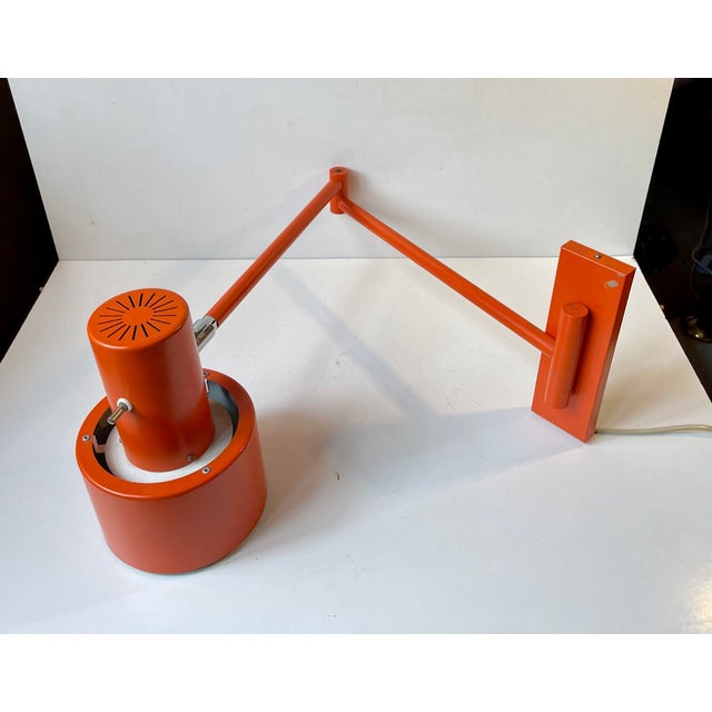 Orange Scale Swing Arm Wall Lamp by Jo Hammerborg for Fog & Mørup, 1970s For Sale - Image 12 of 14
