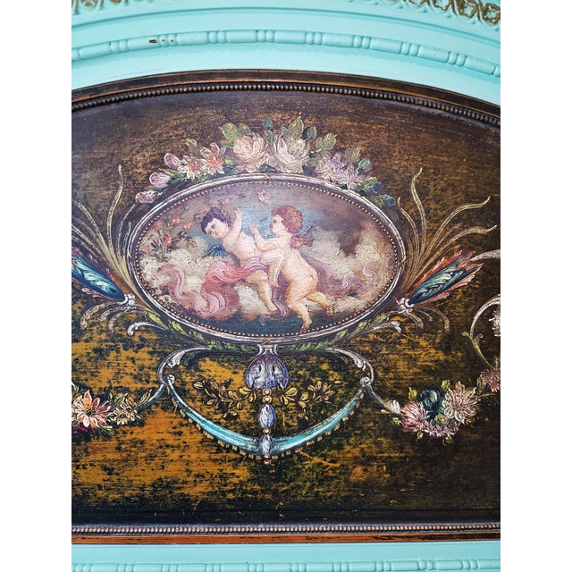 Teal 1920s Louis XVI Style Trumeau Mirror For Sale - Image 8 of 13