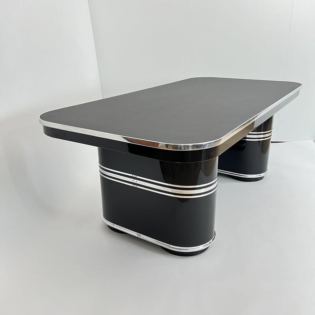 1950s New York Desk in Black Lacquered Metal & Linoleum from Mauser, Germany, 1950 For Sale - Image 5 of 18