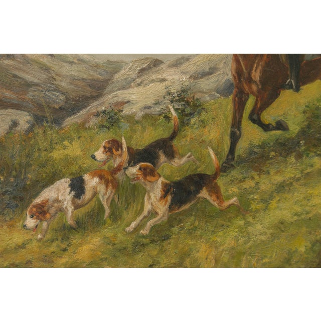 English English 1880s Oil on Board Painting Depicting a Hunting Scene, in Antique Frame For Sale - Image 3 of 12