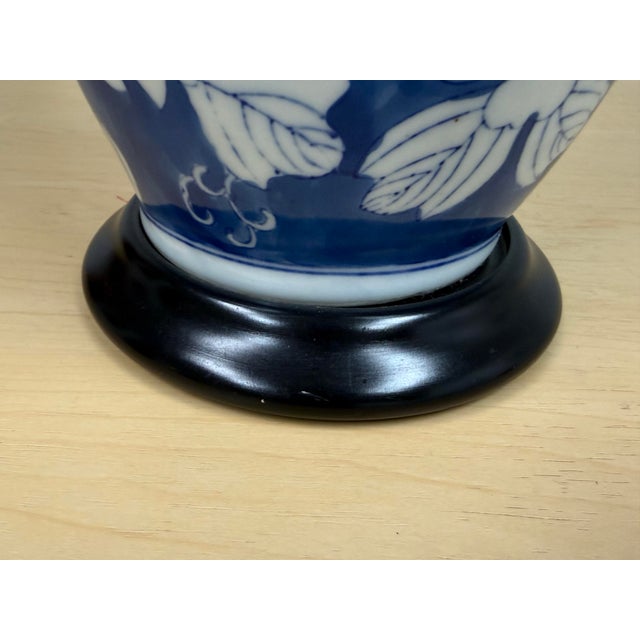 Chinoiserie Blue Porcelain Table Lamp For Sale - Image 11 of 12