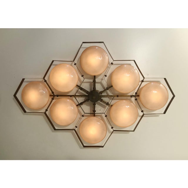 Fabio Ltd 21st Century Hive Bronze Glossy Gray Murano Flush Mount by Fabio LTD For Sale - Image 4 of 6