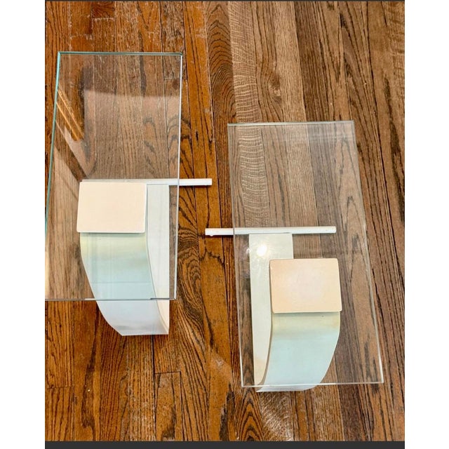 Mid-Century Modern Pair of Vintage Mid Century 1970s Modern Dia Design Institute America Pair of Glass and Metal Drink Tables For Sale - Image 3 of 7