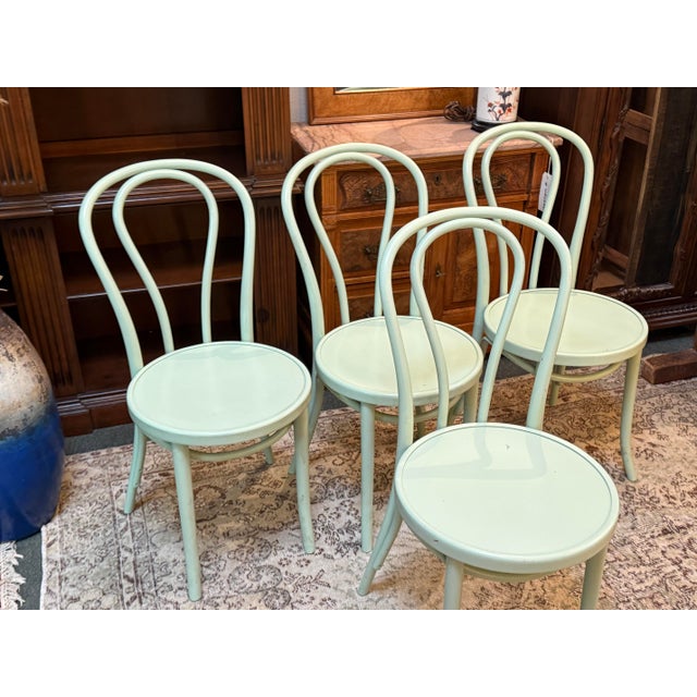 Mid-Century Modern Thonet Inspired Bentwood Cafe Chairs, Pair For Sale - Image 3 of 12