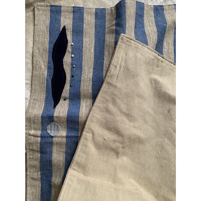 Blue Table Runner With Appliqué and Hand French Knots For Sale - Image 8 of 8