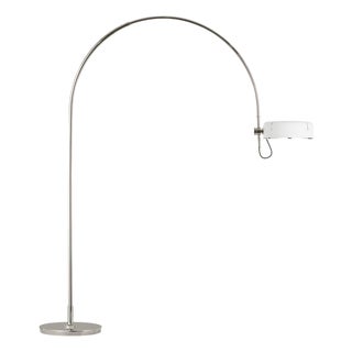 Thomas O'Brien by Visual Comfort Signature Oso 75" Arc Reading Floor Lamp in Polished Nickel with Matte White Shade For Sale