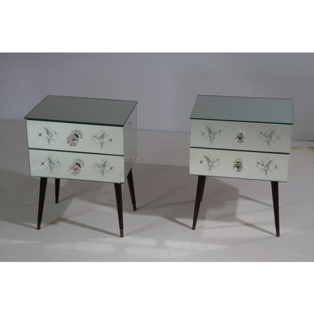 Art Deco Mirrored Bedside Tables, 1950s, Set of 2 For Sale - Image 3 of 18
