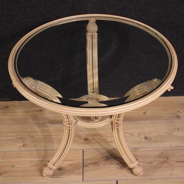 Beige Italian Iron Side Table with Glass Top, 1970 For Sale - Image 8 of 13