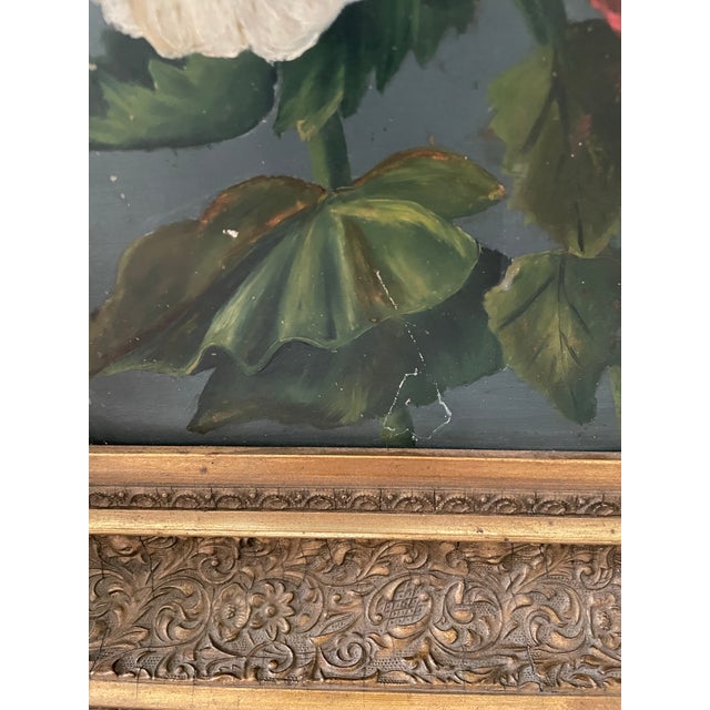 Victorian Floral Still Life Oil Painting on Board, Dated April 9, 1890, Original Gilt Gesso Frame For Sale - Image 4 of 11