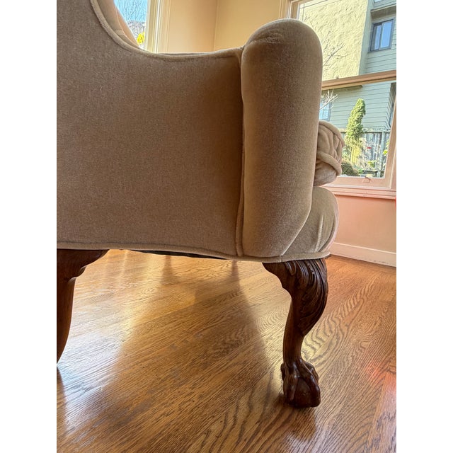 Traditional Late 19th Century Georgian Wingback Settee, With Walnut Ball & Claw Feet/Acanthus Leaves For Sale - Image 3 of 8