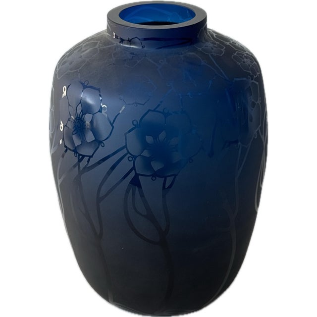 Contemporary Italian Blue Glass Vase by Richard Rooze For Sale - Image 3 of 11