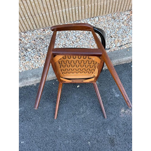 Wood Mid 20th Century Mid Century " Model Casala" Teak Black Vinyl Armchair For Sale - Image 7 of 12