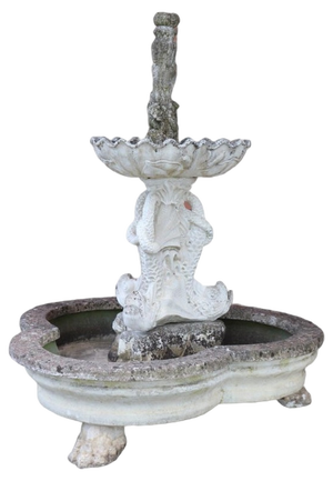 Large Neoclassical Garden Fountain with Statue, 1930s