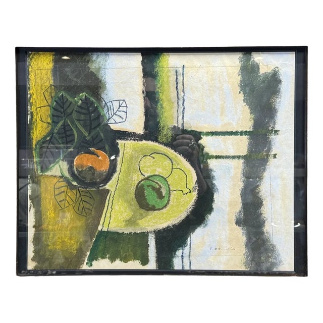 Gaetano d'Amico, Cubist Still Life, Oil and Pastel on Paper For Sale