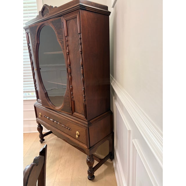 Jacobean Jacobean Antique 1920s Walnut China Cabinet For Sale - Image 3 of 8