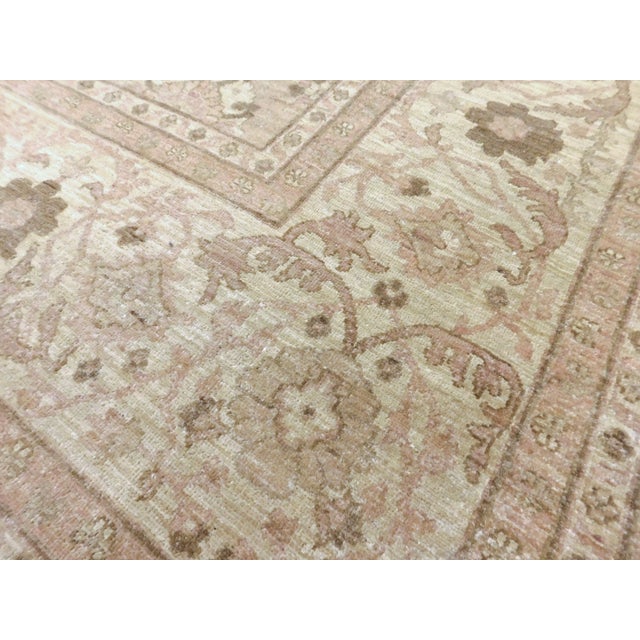 Vintage hand knotted Pakistani royal chobi rug in soft colors and wool pile on cotton foundation. All over floral pattern...