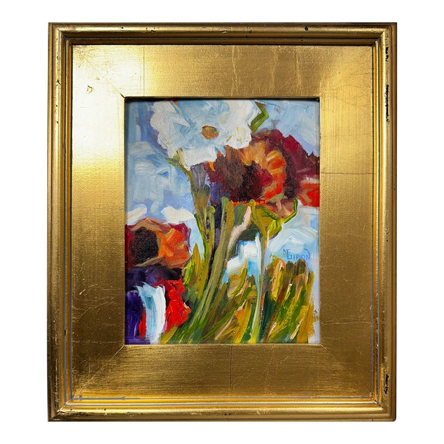 Expressionistic Style Oil Painting of Flowers in the Field For Sale