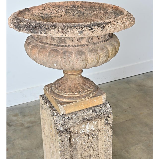 Stone English 19th Century Carved Stone Pillar with Urn on Top For Sale - Image 7 of 12