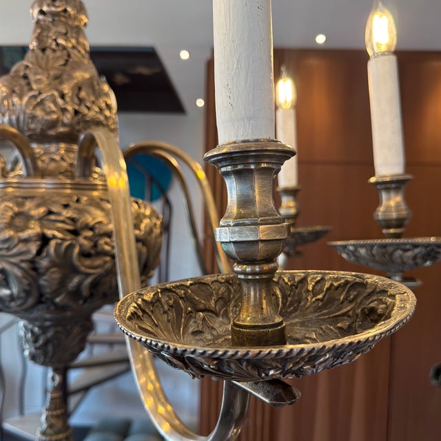 Metal 1900s E.F.Caldwell Silver-Plated Chandelier. For Sale - Image 7 of 8