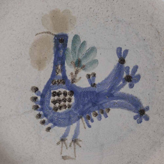 1950s Mid 20th Century French Ceramic Painted Rooster Plate by Gustave Reynaud For Sale - Image 5 of 9