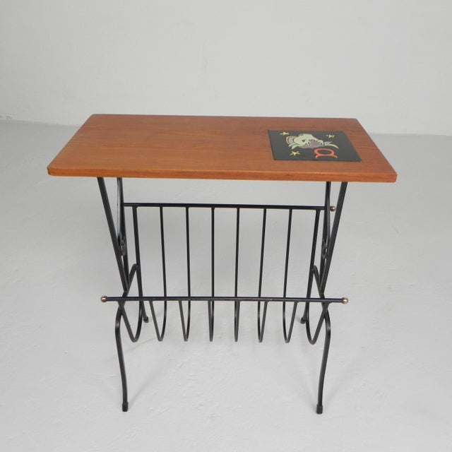 Vintage Side Table with Newspaper Rack from Hemiksem, 1950s For Sale - Image 3 of 18