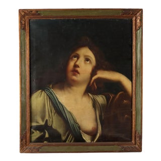 School of Guido Reni, Painting of the Face of a Saint in Ecstasy, Oil on Canvas For Sale