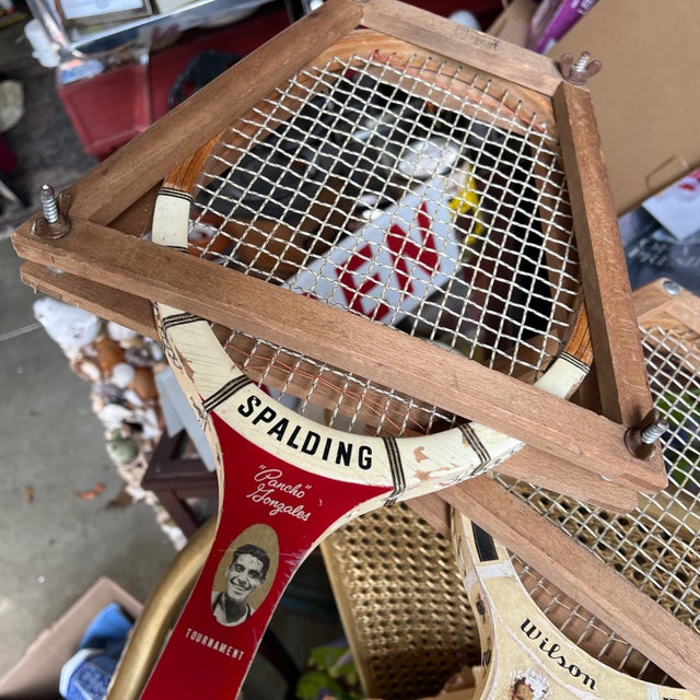 Rustic Pair of Antique Spaulding Tennis Rackets For Sale - Image 3 of 7