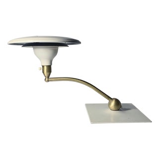 Mid 20th Century Flying Saucer Sight Light Desk Lamp in White by MG Wheeler For Sale