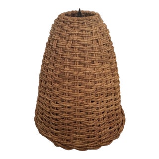West Elm Natural Woven Seagrass Bell Pendant Light Fixture For Sale