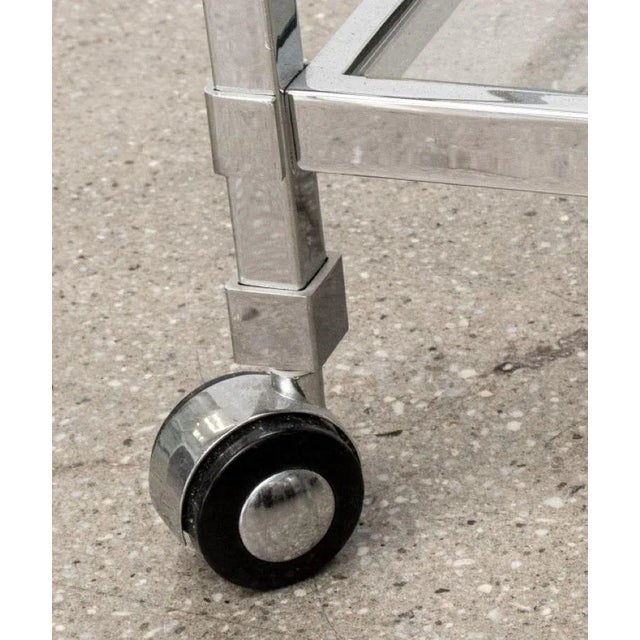 Modern Chrome & Glass 2-Tiered Bar Cart For Sale - Image 9 of 12