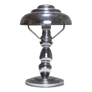 French Modernist Streamline Chrome Table Lamp, 1930s For Sale