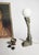 1930s Vintage Modern Brutalist Carved Wooden Table Lamp with Opal Globe, 1930s For Sale - Image 5 of 11