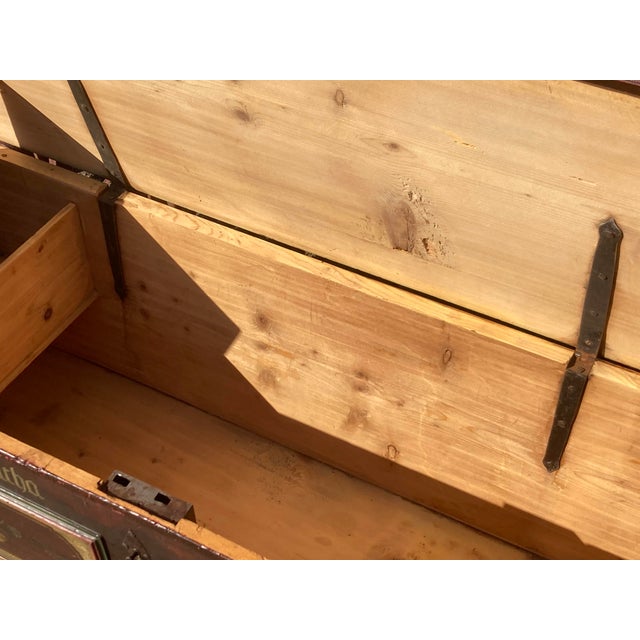 Pine Trunk or Blanket Chest in Original Decorative Paint For Sale - Image 10 of 16