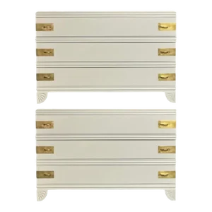 Tommi Parzinger Style, Mid-Century Modern, Cabinets, White Paint, Bronze