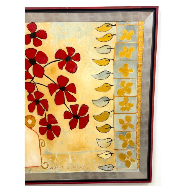 Monumental Original Avi Ben Simhon Floral Still Life, Oil & Enamel on Canvas For Sale - Image 18 of 18
