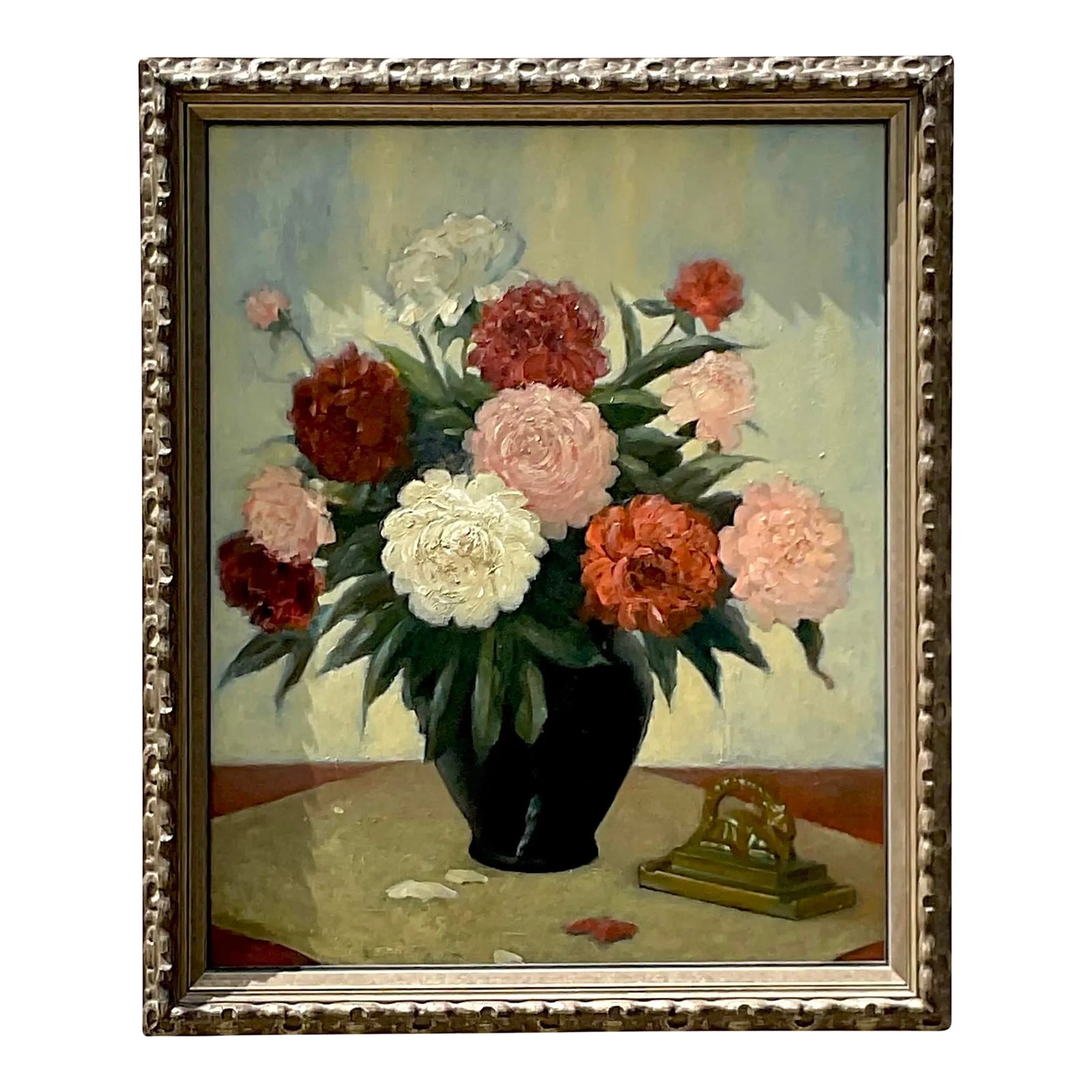 Vintage Floral Still Life Signed Original Oil Painting on Canvas | Chairish