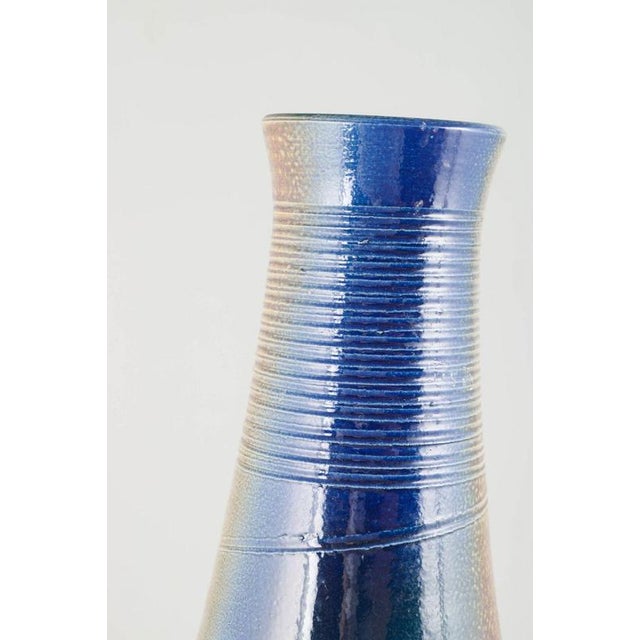 Swedish Studio Potter Tall Conical Stoneware Vase with Multicoloured Glaze, 1980s For Sale - Image 4 of 5