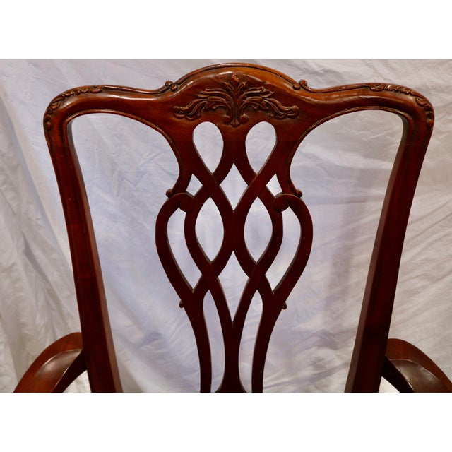 Late 20th Century Vintage Chippendale Mahogany Carved Dining Chairs - Set of 6 For Sale - Image 5 of 7