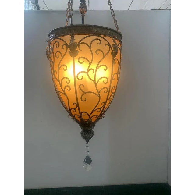 Golden Iron and Glass Lanterns, 1970s For Sale - Image 11 of 12