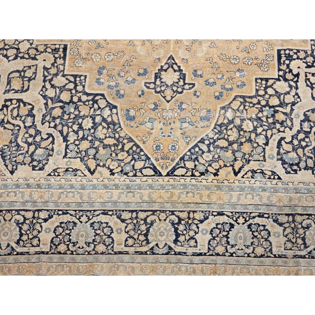 Antique Oversized Persian Tabriz Haji Jalili Carpet, Hand-Knotted Wool, Floral Pattern, Navy & Pale Red, 10x15 For Sale - Image 18 of 18