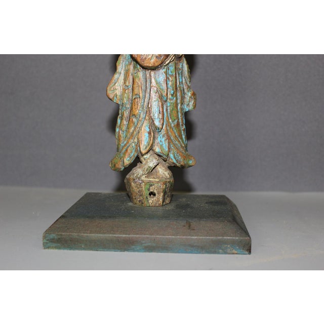 Polychrome Wood Sculptures, North India, 19th Century, Set of 2 For Sale - Image 10 of 13
