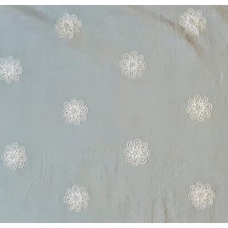 Vintage Old World Weavers Daisy Embroidered Chambray- 7.5 Yards For Sale